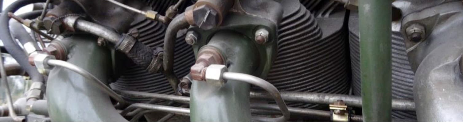 Exhaust manifolds installed on a military engine