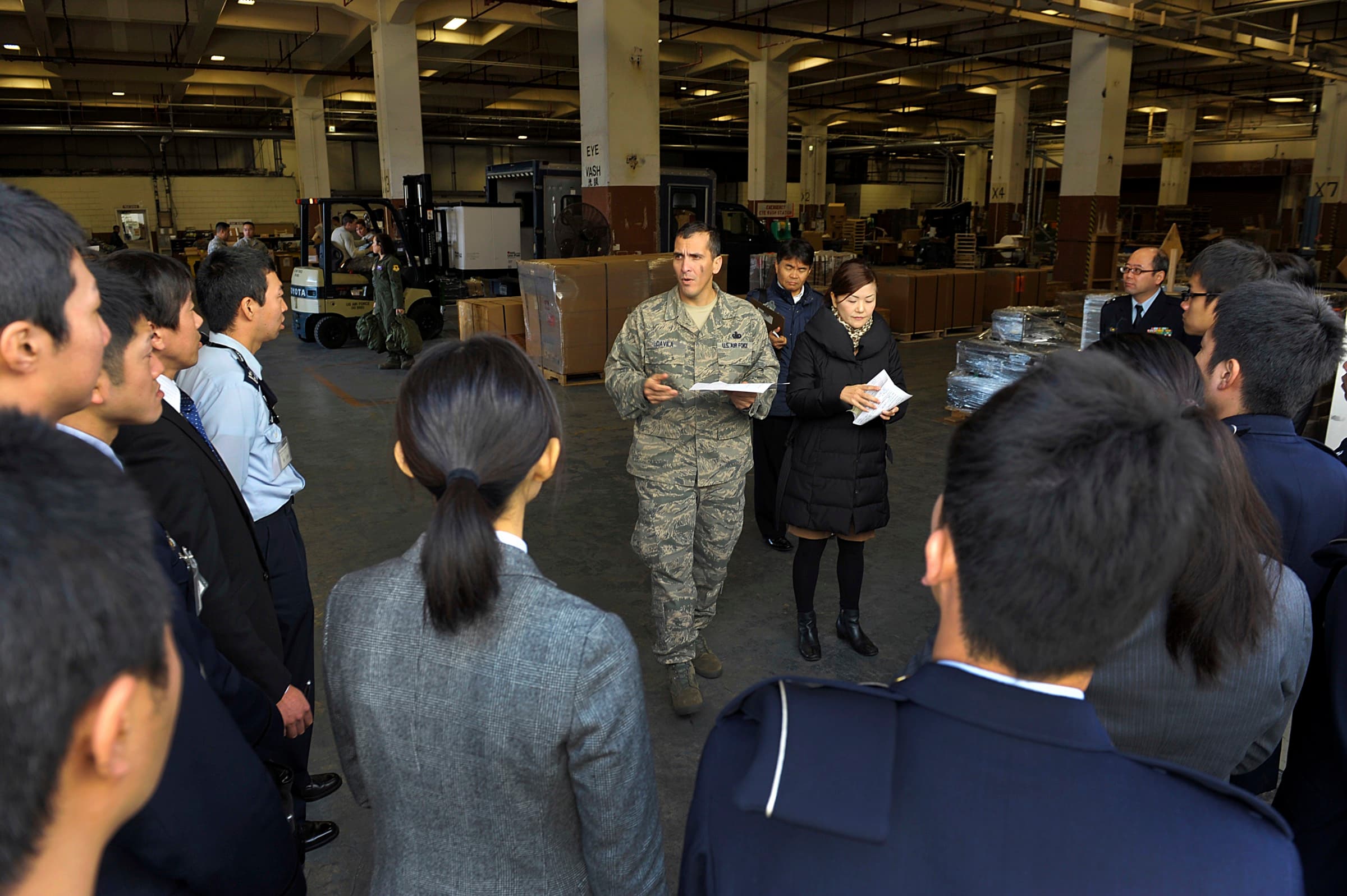 Warehouse briefing on how parts are processed for shipment
